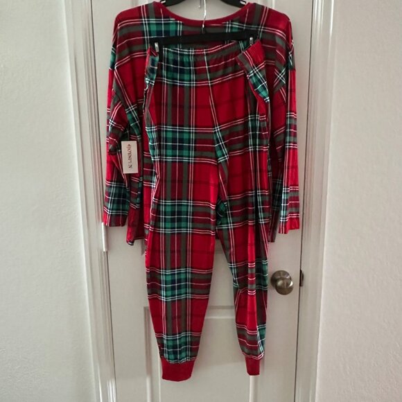 Joyspun Womens Holiday Plaid Pajama Set XL 16-18 Red & Green - Picture 2 of 9